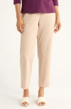 Eileen Fisher High Waist Stretch Organic Cotton Ankle Tapered Pants In White