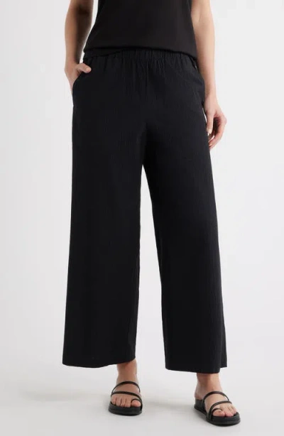 Eileen Fisher Ankle Wide Leg Pants In Black