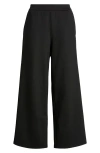 Eileen Fisher Cropped Wide-leg Organic Cotton Poplin Pants In Black