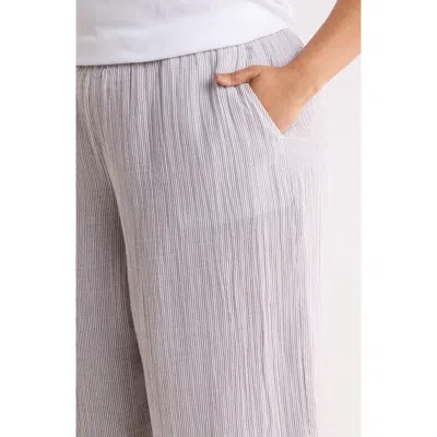 Eileen Fisher Check Print Wide Leg Ankle Pants In Gray