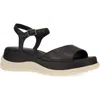 Eileen Fisher Ario Sporty Leather Wedge Sandals In Black