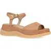 Eileen Fisher Ario Sporty Leather Wedge Sandals In Honey