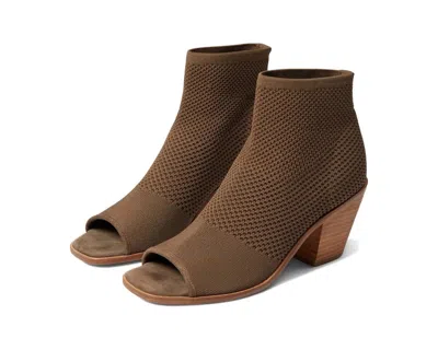 Eileen Fisher Ark Boots Womens 8b Antelope Stretch Knit Peep Toe Bootie Htat1303 In Brown