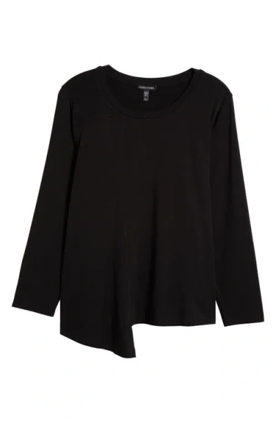 Eileen Fisher Asymmetric Knit Top In Black