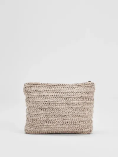 Eileen Fisher Baby Alpaca Crochet Pouch In Neutral
