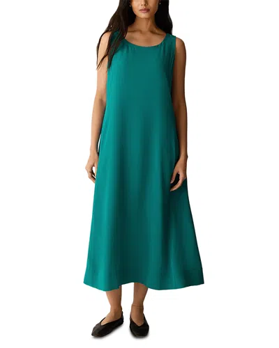 Eileen Fisher Ballet Neck Dress In Blue