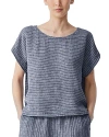 Eileen Fisher Striped Linen T-shirt In Ocean