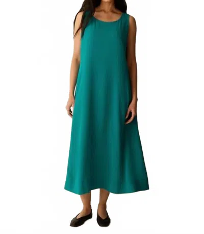 Eileen Fisher Ballet Neck Midi Dress In Teal In Green