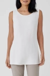 Eileen Fisher Ballet Neck Silk Tunic Top In White