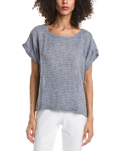 Eileen Fisher Ballet Neck Square Linen Top In Multi