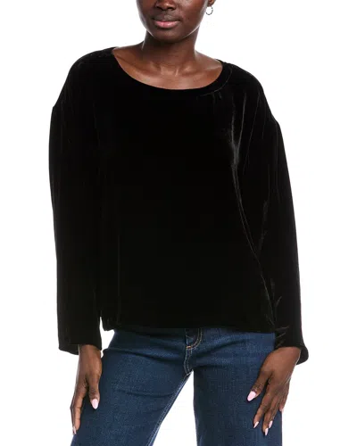 Eileen Fisher Ballet Neck Velvet Top In Black