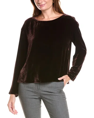 Eileen Fisher Ballet Neck Velvet Top In Red