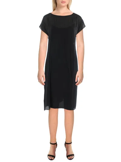 Eileen Fisher Ballet Womens Silk Boxy Shift Dress In Black