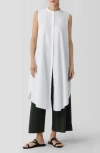 Eileen Fisher Mandarin Collar Dress In White