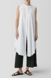 Eileen Fisher Mandarin Collar Dress In White