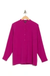 Eileen Fisher Silk Georgette Crepe Shirred-back Shirt In Pink