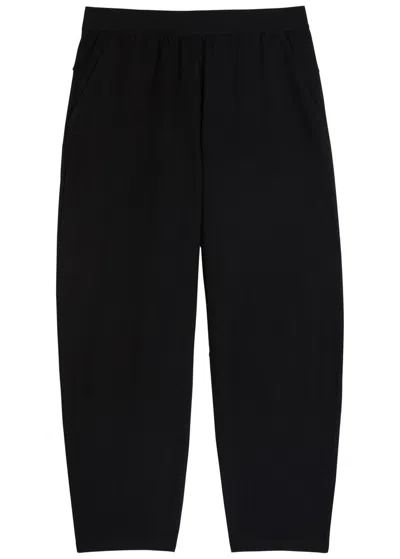 Eileen Fisher Barrel-leg Crepe Trousers In Black