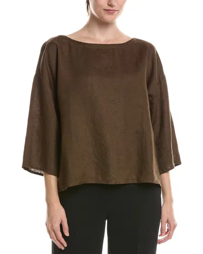 Eileen Fisher Bateau Linen Box Top In Brown