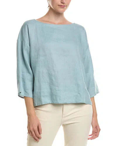 Eileen Fisher Bateau Linen Box Top In Blue