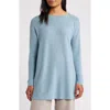Eileen Fisher Bateau Long Sleeve Merino Wool Tunic Top In Frost