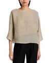 Eileen Fisher Bateau Neck Boxy Linen Blend Top In Natural
