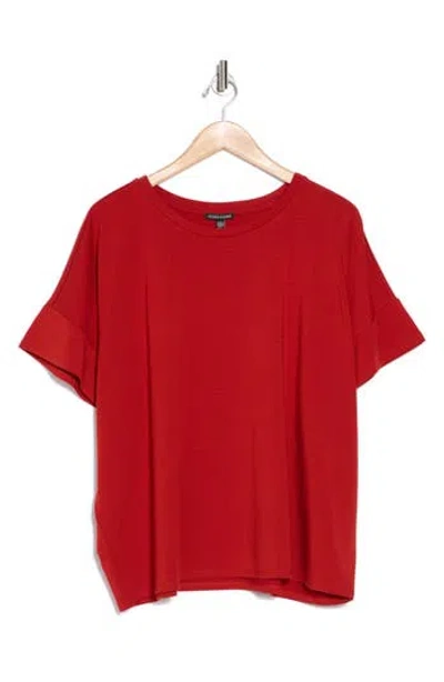 Eileen Fisher Bateau Neck Boxy Top In Cinnabar