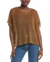 Eileen Fisher Bateau Neck Cap Sleeve Linen Sweater In Brown