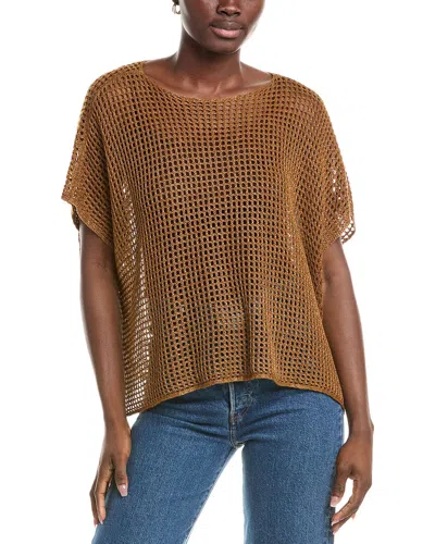 EILEEN FISHER EILEEN FISHER BATEAU NECK CAP SLEEVE LINEN SWEATER