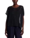 Eileen Fisher Organic Cotton Cord Sheen Jewel Neck Top In Black