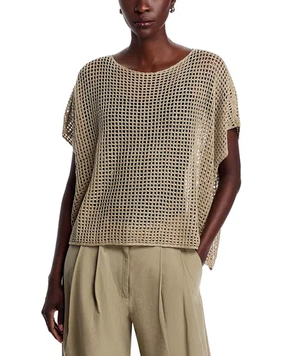 Eileen Fisher Bateau Neck Cap Sleeve Sweater In Khaki