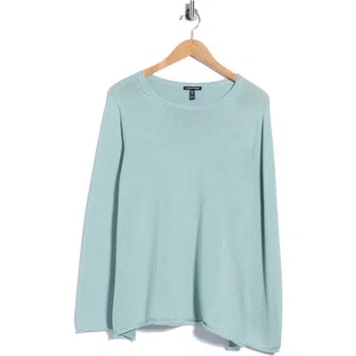 Eileen Fisher Bateau Neck Cotton Blend Sweater In Blue