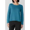 Eileen Fisher Bateau Neck Cotton Blend Sweater In Blue