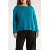 Eileen Fisher Bateau Neck Cotton Blend Sweater In Blue