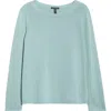 Eileen Fisher Bateau Neck Cotton Blend Sweater In Blue