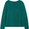 Eileen Fisher Bateau Neck Cotton Blend Sweater In Green