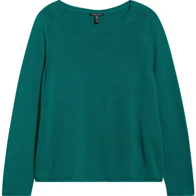 Eileen Fisher Bateau Neck Cotton Blend Sweater In Green