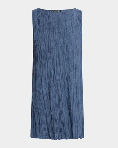 Eileen Fisher Bateau-neck Crinkled Silk Habotai Tunic In Eclipse