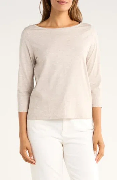 Eileen Fisher Bateau Neck Jersey Top In Neutral