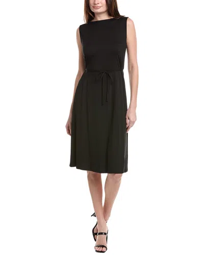 Eileen Fisher Bateau Neck Midi Dress In Black