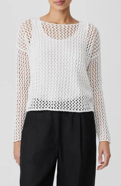Eileen Fisher Bateau Neck Organic Cotton Sweater In Ivory