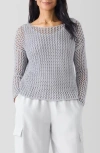 Eileen Fisher Bateau Neck Cotton Sweater In Nimbus