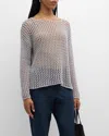 Eileen Fisher Bateau Neck Cotton Sweater In Nimbus