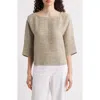 Eileen Fisher Bateau Neck Boxy Linen Blend Top