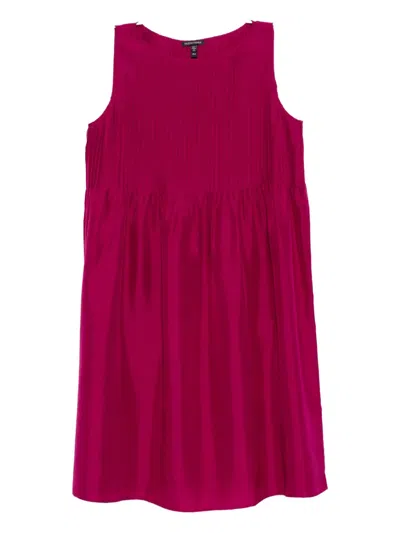 Eileen Fisher Bateau Neck Pleated Dress In Pink