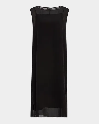 Eileen Fisher Bateau-neck Sheer Silk Georgette Midi Dress