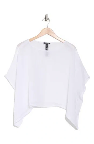 Eileen Fisher Bateau Neck Short Sleeve Organic Linen Crop Top In White