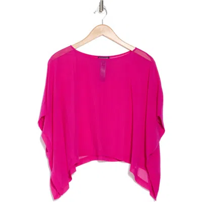 Eileen Fisher Bateau Neck Silk Crop Top In Cerise