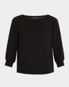 Eileen Fisher Bateau Neck Silk Top In Black