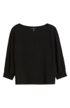 Eileen Fisher Bateau Neck Silk Top In Black