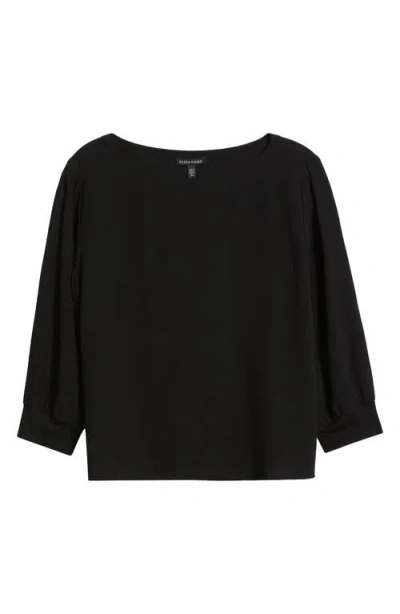 Eileen Fisher Bateau Neck Silk Top In Black